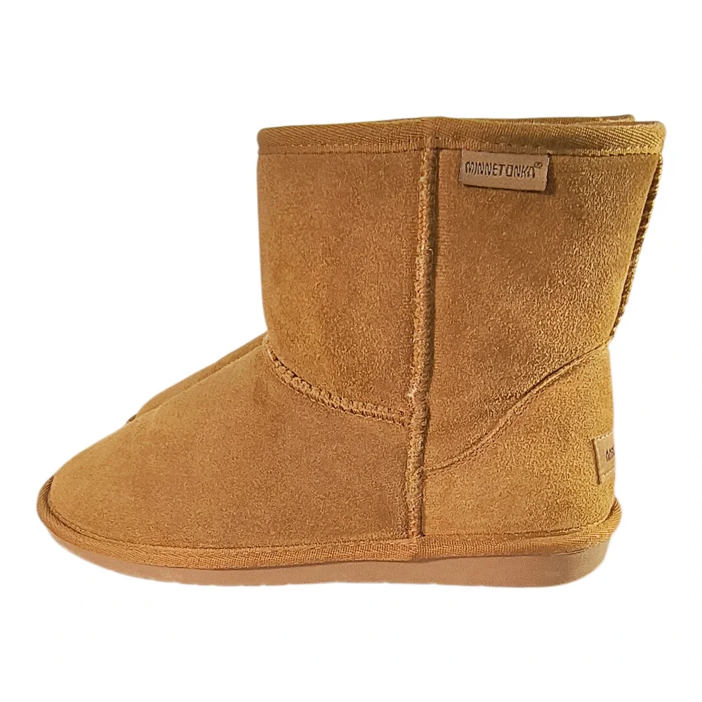 Minnetonka Backus 85701 Boots Women's Size 8M Brown Suede Faux Fur Lined Pull-on
